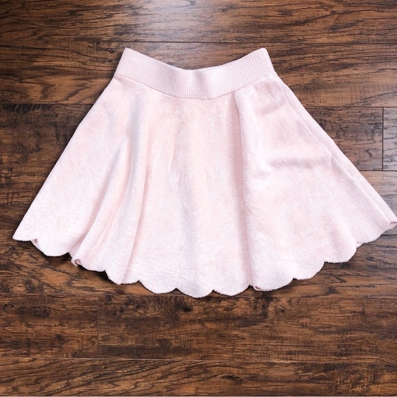 Ronny Kobo • Vidette Scalloped Skirt pink velour skater mini full flared ballet - Picture 4 of 10